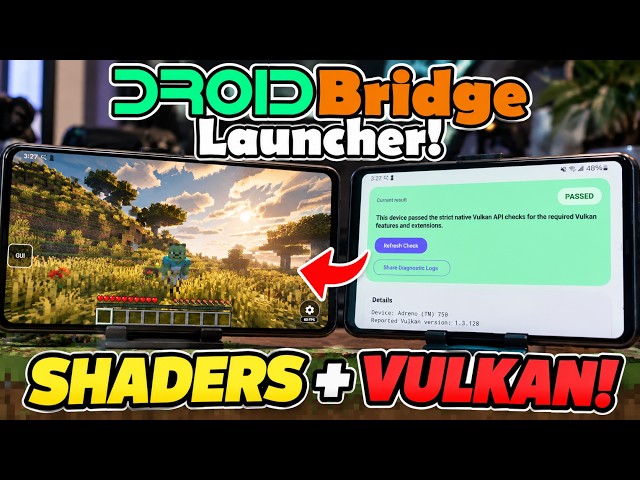 Setup Shaders With Vulkan 26.2 Using DroidBridge Launcher | Vitrail Mod | Passed Checker