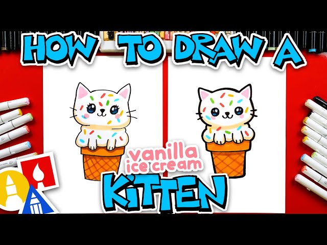 How To Draw A Cute Vanilla Ice Cream Kitten