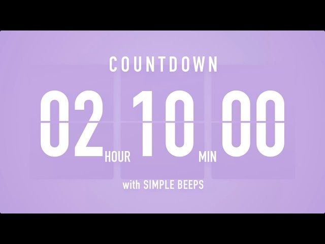 2 Hour 10 Minute Countdown Timer ⏳ Flip Clock with Bell Alerts 💜🔔