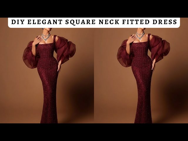 HOW TO DRAFT A SQUARE NECK FITTED MERMAID DRESS STEP BY STEP | Pattern Drafting Tutorial 