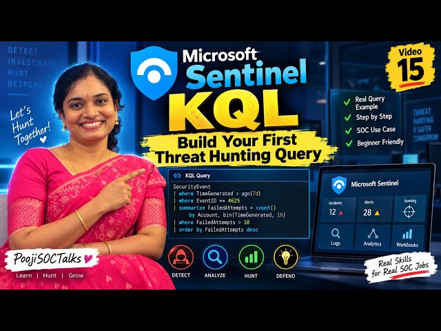 Video 15 🔥 Microsoft Sentinel KQL: Build Your First Threat Hunting Query | SOC Analyst