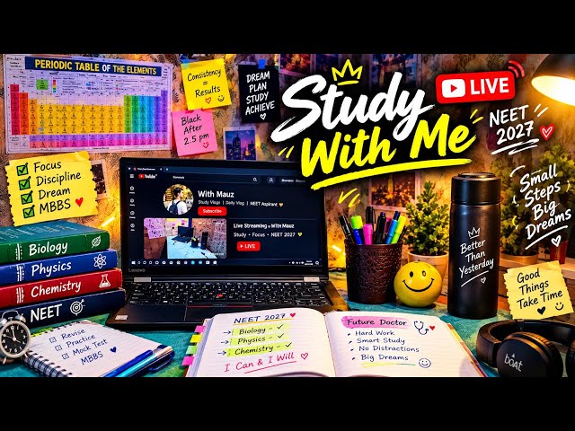 DAY 04: COME BACK SERIES 🔥 | Study With Me LIVE | Class 12th HSC Board & NEET (4 Months Left) ⏳ ⏰
