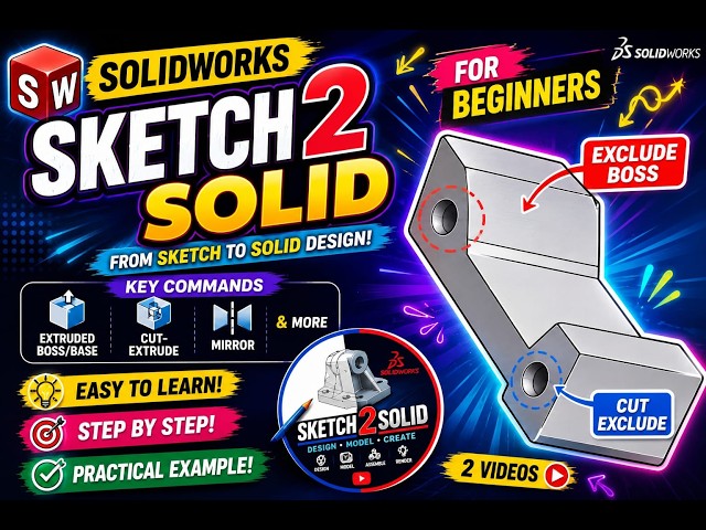 SolidWorks Tutorial #3 | Extruded Boss/Base, Cut Extrude & Mirror (Step-by-Step)