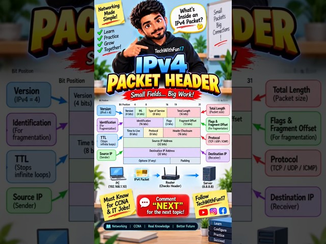 IPv4 Packet Header Explained 🌐 | All Fields & Functions | CCNA Networking