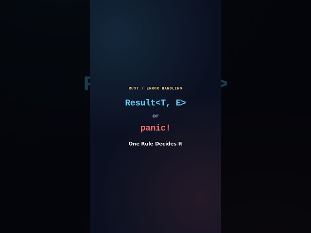 panic! or Result? The One Rule That Decides It