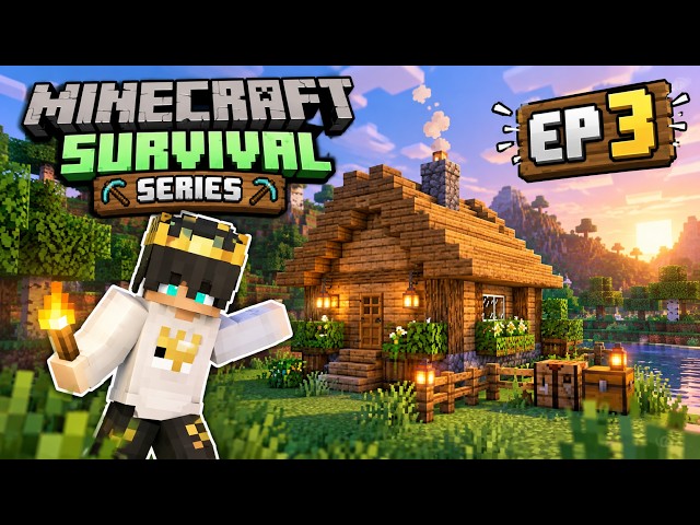 I Built My FIRST House in Minecraft Survival! 🏡 | EP 3