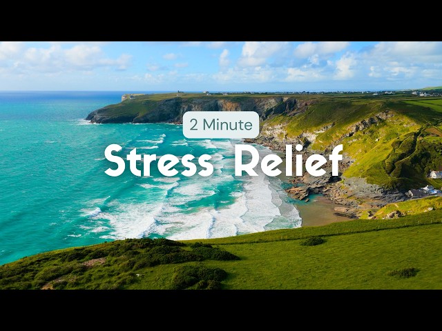 2 Minute Ocean Escape | Relaxing Waves of Cornwall, South England