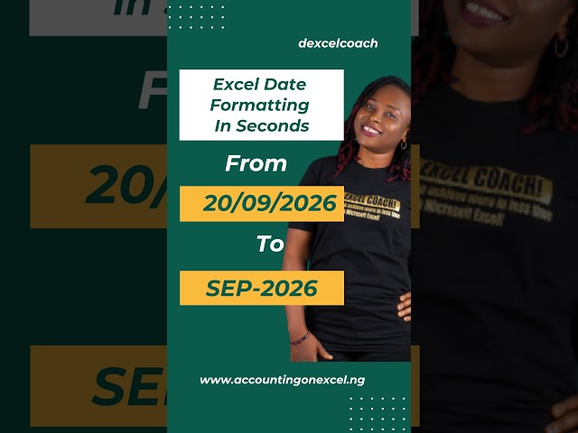 Excel Date Formatting in Seconds: 20/09/2026 → SEP-2026 #excel #exceltips #excelshortcuts