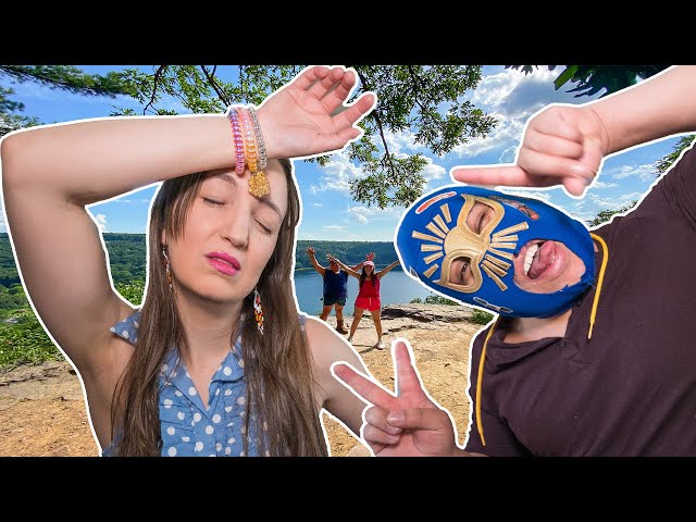 Pretend Play Family Day Hiking Ice Age Trail in Devils Lake State Park