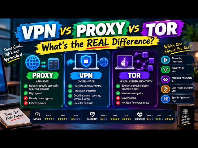 VPN vs Proxy vs Tor: What's the REAL Difference? 🔒