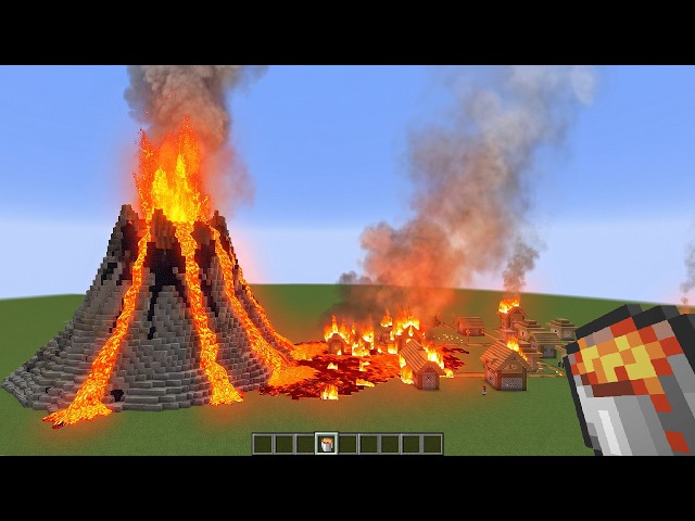 Realistic Lava Volcano Eruption in Minecraft (what will happen?) - Compilation