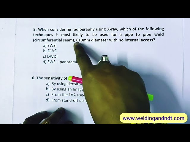 [English] CSWIP 3.1: Question & Answers -  Chapter 5 (Non Destructive Testing - NDT)