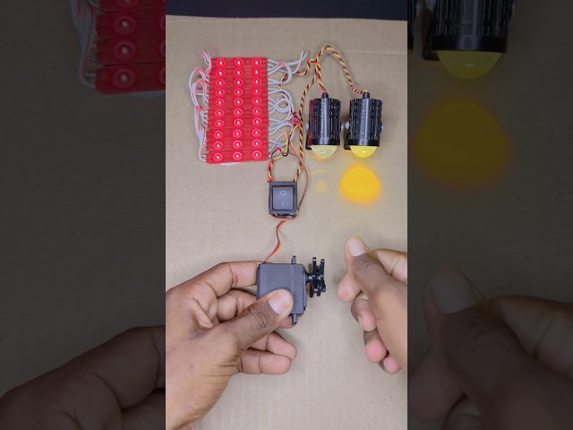 Ten Strip LED Module Light & Two Bike bulb Powering Using Metal Servo Generator • DC motor #shorts