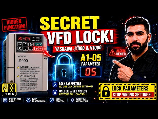 Yaskawa VFD Parameter 🔒 Lock & Unlock | A1-05 Secret Function | J1000 & V1000 Programming