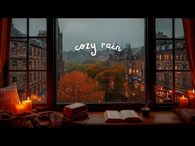 Window Ambience 🌧️ Autumn Rain & Thunder in Edinburgh 🍁