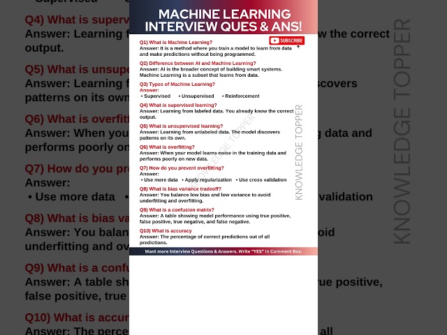 Machine Learning Interview Questions and Answers | ML Interview Questions and Answers