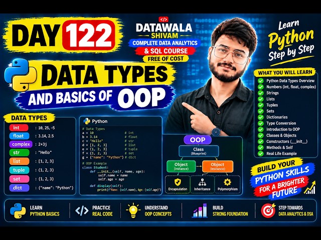 Day 122 | Python Data Types & OOP Basics Explained | Python for Beginners