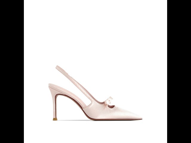Hollow-out Bow French Satin Stiletto Heels