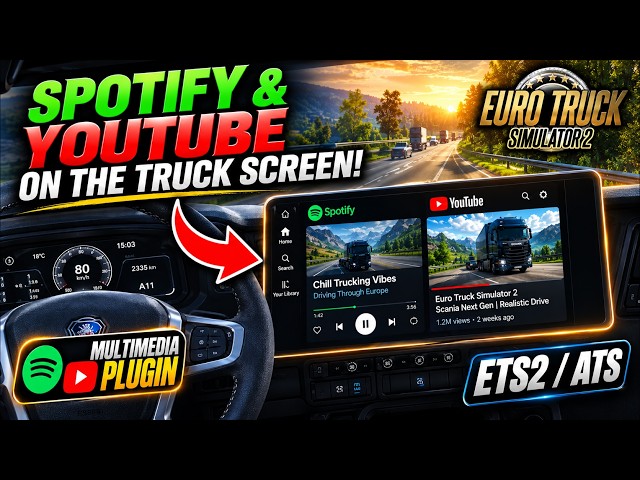 Spotify & YouTube on the truck screen! 😳 ETS2/ATS Multimedia Plugin #ets2
