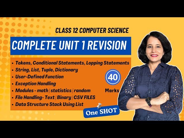 Unit 1 | Complete PYTHON Portion | ONE SHOT | Class 12 Computer Science | ENGLISH
