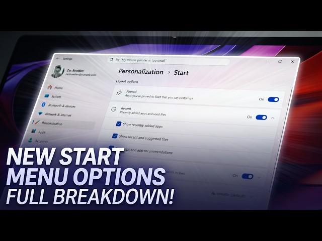 First Look at Windows 11's NEW customizable Start menu options!