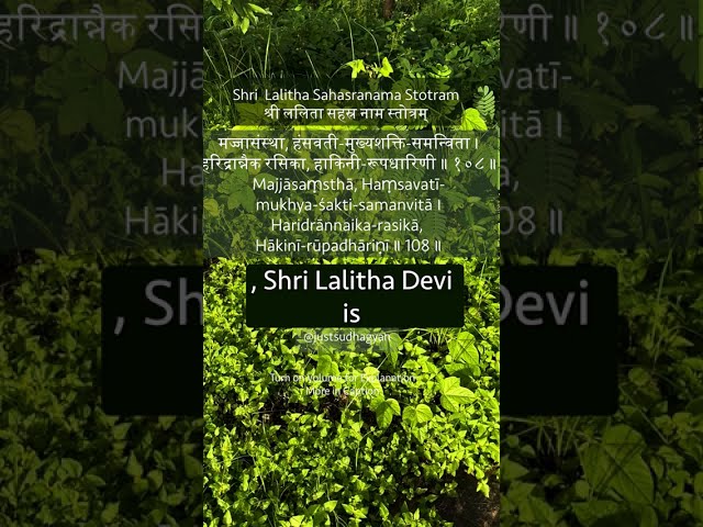 Shri Lalitha Sahasranamam Shloka 108 |  Majjāsaṃsthā Hākinī Rūpadhāriṇī |Just Sudha Gyan