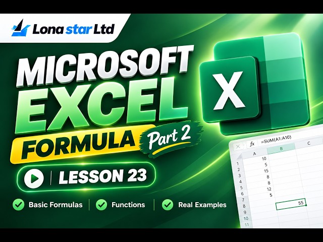 Microsoft Excel Full Course for Beginners | Everything You Need to Know | Lesson 23 | Formula Part 2