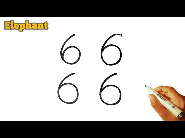 How to draw Elephant 🐘 from 6666 number very easy