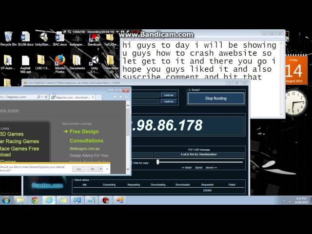 how to crash a website using loic