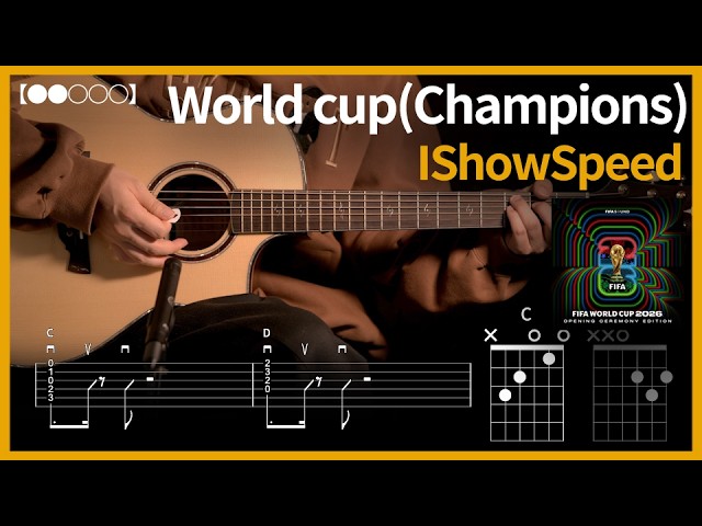1271. IShowSpeed - World Cup (Champions) Guitar Cover【●●○○○】 | Guitar Tutorial 【Tabs】