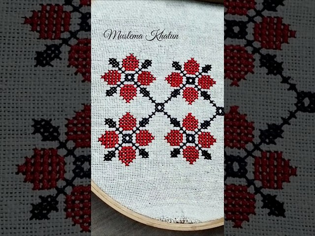 Easy Hand Embroidery Design🌹 #embroidery #shorts #shortsviral #trending #diy #flowers #crossstitch