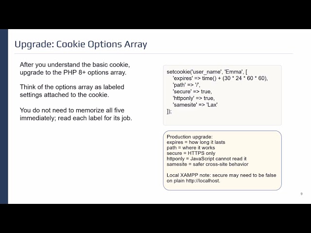 Chapter 9: PHP Cookies and Sessions