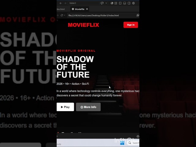 Netflix Style Website UI 😍🔥 | HTML CSS Project #Shorts#NetflixUI #WebDevelopment #Shorts