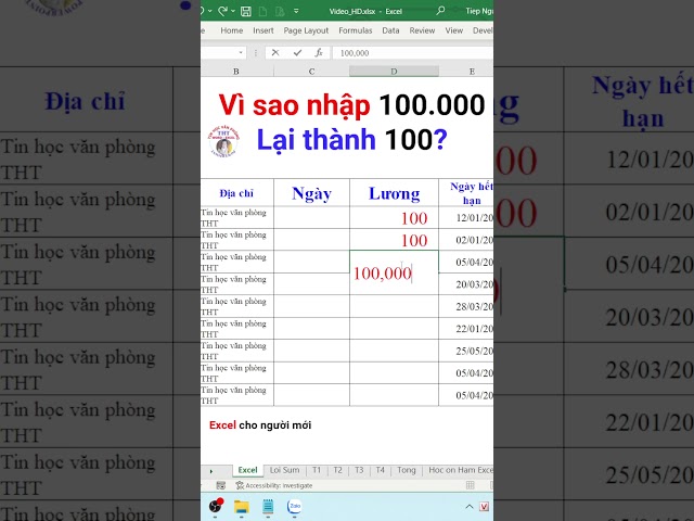 Enter 100,000 and Excel will show 100.