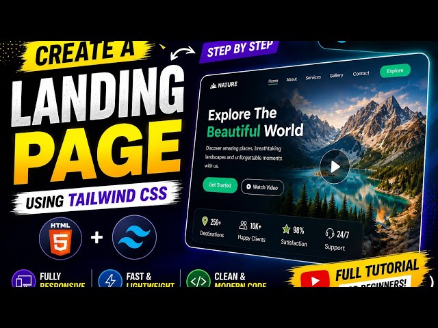 Create a Stunning Landing Page with HTML & Tailwind CSS | Step-by-Step
