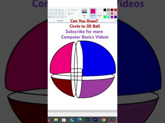 Ms Paint Learn Computer Basics step by step 3d Ball #mspaint #computerbasics #learncomputerinhindi