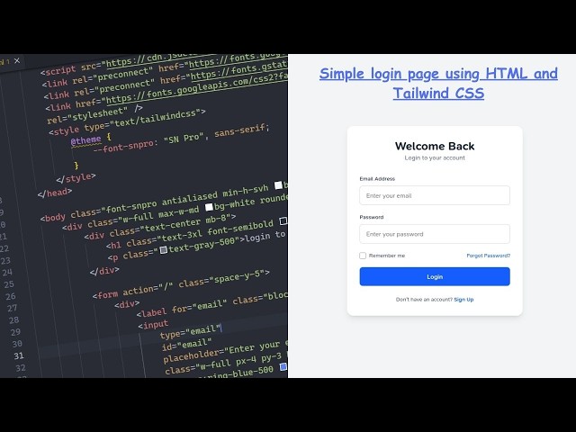 Build a Login Page with HTML & Tailwind CSS | Web Development | Beginner Tutorial