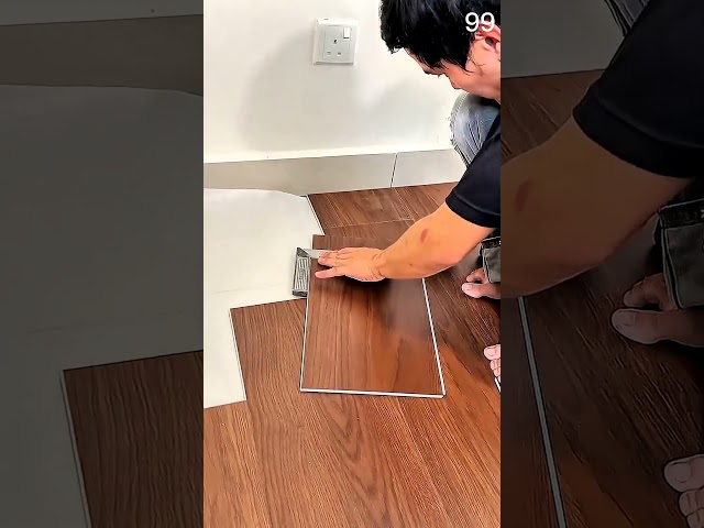utility knife trims vinyl plank for a smooth floor transition #flooring #diy