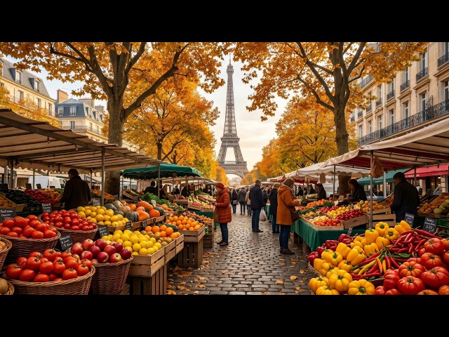 Paris, France 🇫🇷 | Traditional French Morning Market & Walking Tour 4K