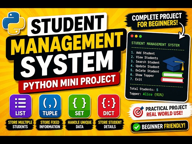Student Management System in Python | Lists, Tuples, Sets & Dictionaries | Mini Project