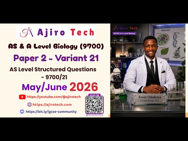 AS Level Biology (9700) Paper 2 AS Level Structured Questions May June 2026 Variant 21