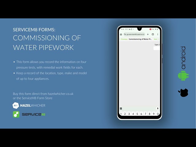 ServiceM8 Forms - Commissioning of Water Pipework