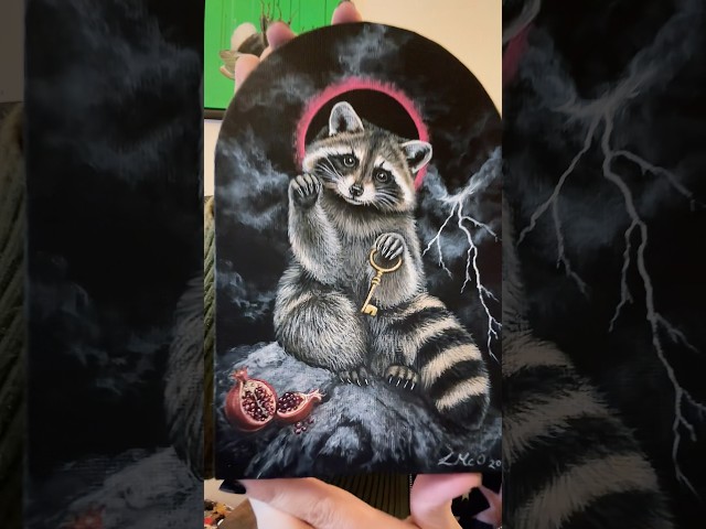 Celebrating international raccoon day with art! 🐾🖼️🦝 #raccoon #art #shorts #painting