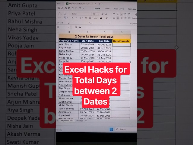 DAYS Formula in Excel | Calculate Days Between Dates in Seconds