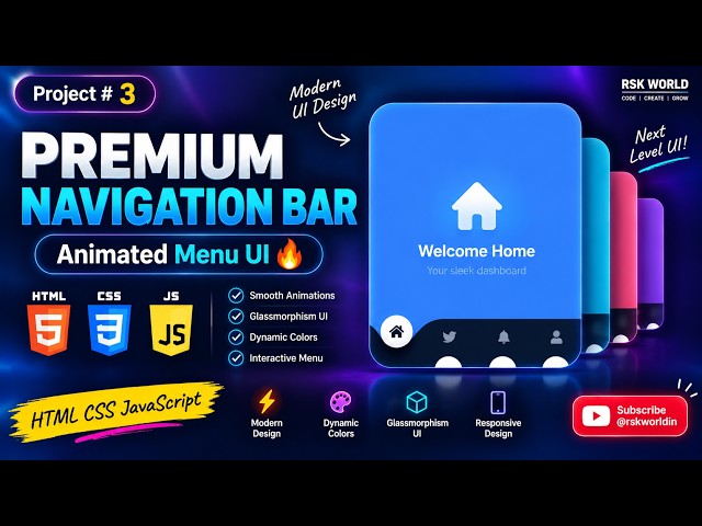 Advanced Animated Navbar UI 🔥 HTML CSS JavaScript Project 3