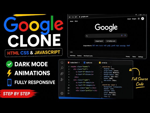 How To Make Google Homepage Using HTML CSS JavaScript