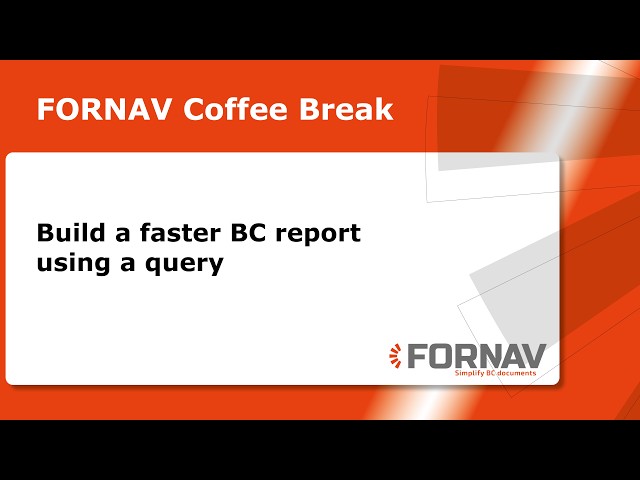 Build a faster BC report using a query