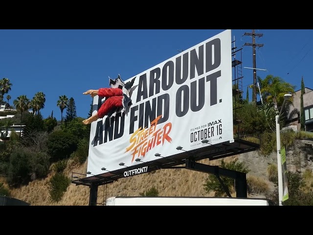 Street Fighter Billboard Sunset Blvd Los Angeles CA October 3, 2026 Summer Heatwave 102 Degrees