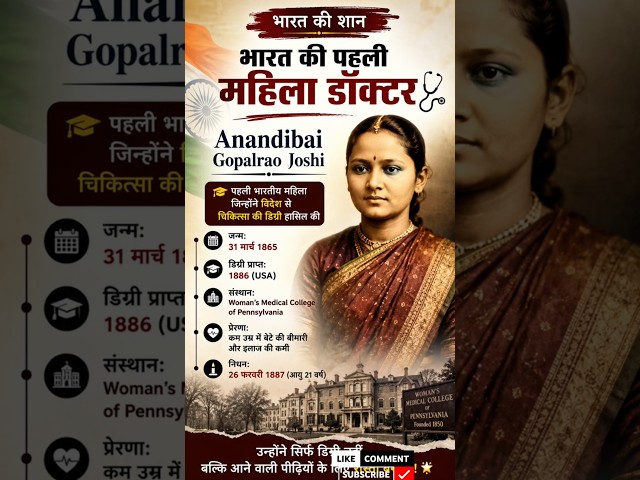 भारत की पहली महिला डॉक्टर बनने की कीमत क्या थी? | Anandibai Joshi | #Shorts #realhero #greatsoul
