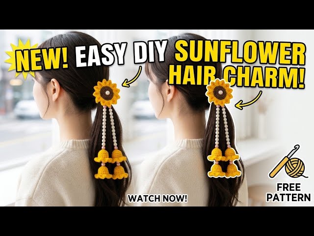 Crochet Sunflower Hair tie🌻 | #crochetflower #sunflower #hairtie #sunflowertutorial